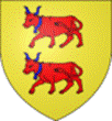 Vicomtes de Béarn : d'or aux deux vaches de gueules, accornées, colletées et clarinées d'azur, passant l'une sur l'autre